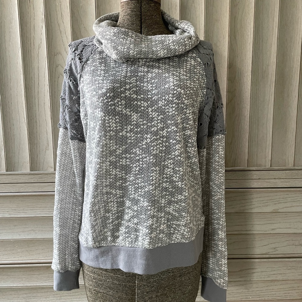 Gray Women's LightweightSweater with Cowl Neck
